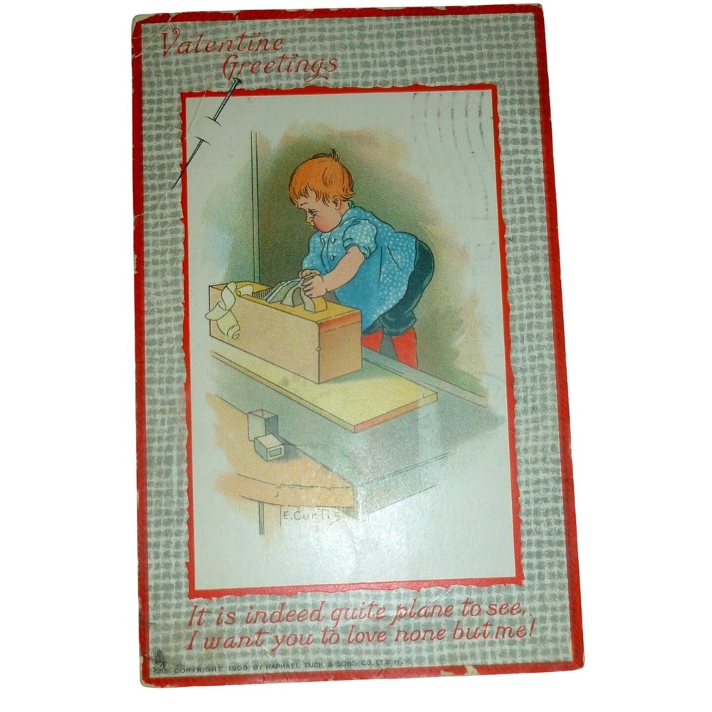 1909 Raphael Tuck Love's Labor Postcard E Curtis Valentine Greetings Boston MA